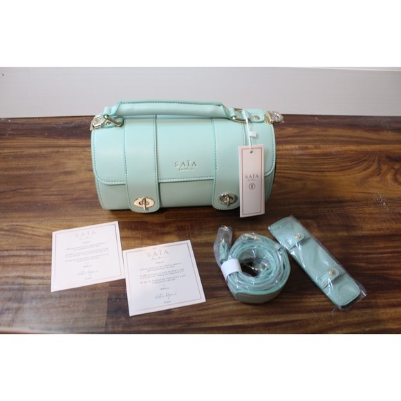 NEW IN BOX Saia London Yoga Mat Purse Carrier Vegan Emmeline Mint Teal - Picture 6 of 8